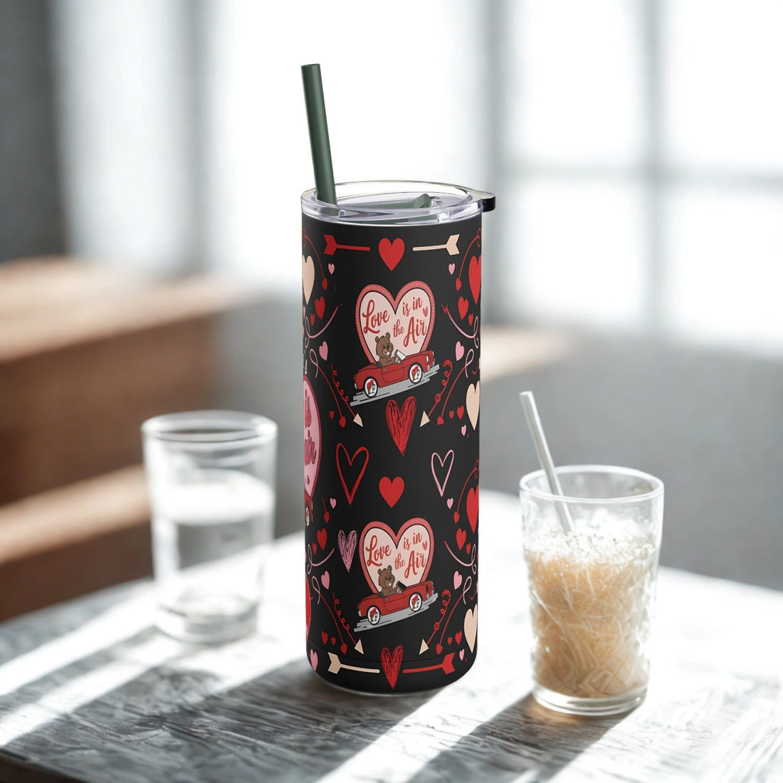 Personalized Custom Name Valentine's Day Skinny Matte Tumbler 20oz - Custom Gift Idea