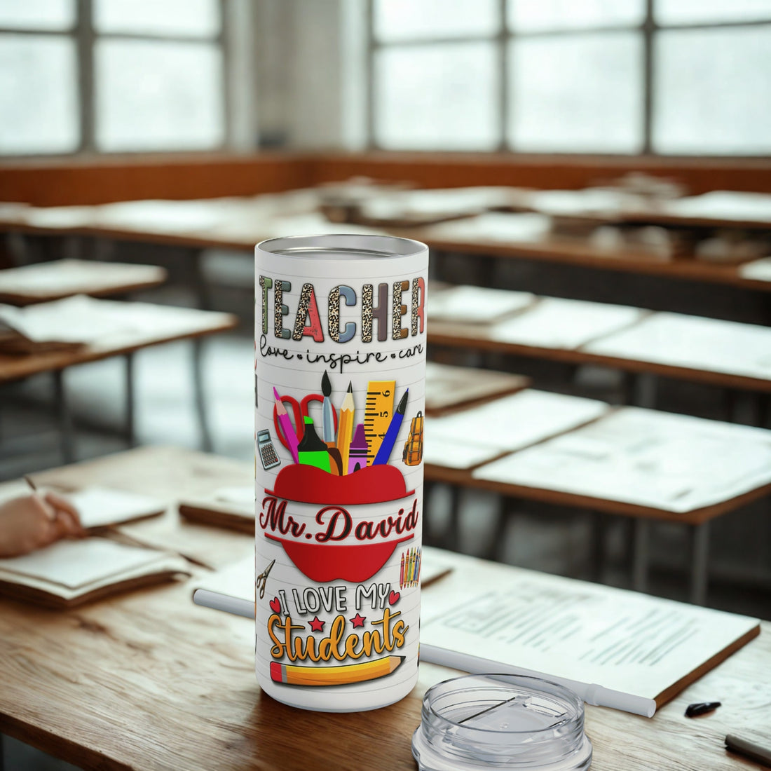 Teacher Gift - Personalized 20oz Skinny Tumbler with Custom Name ❤️