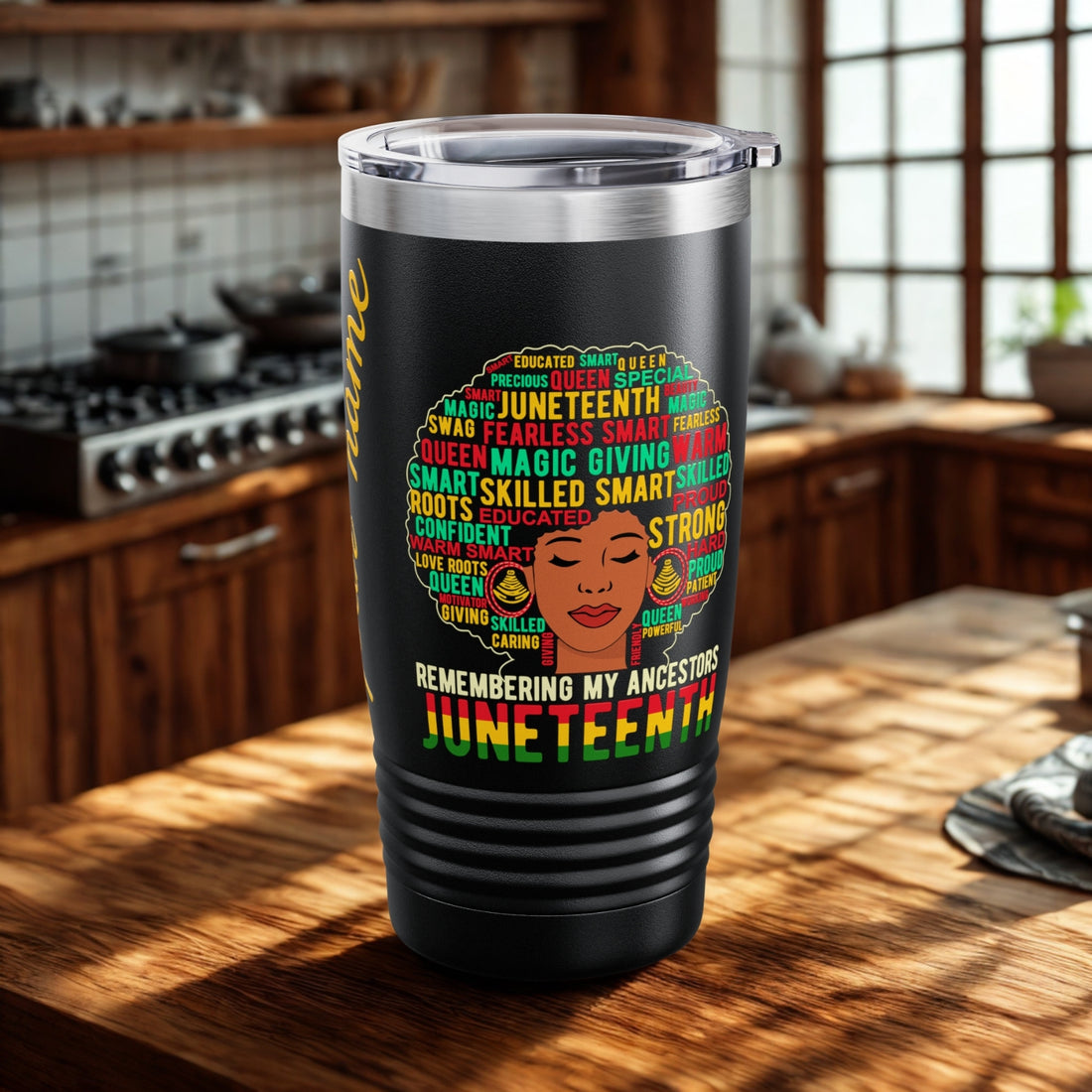 Black Queen Custom Name Juneteenth Personalized Black Tumbler 20oz
