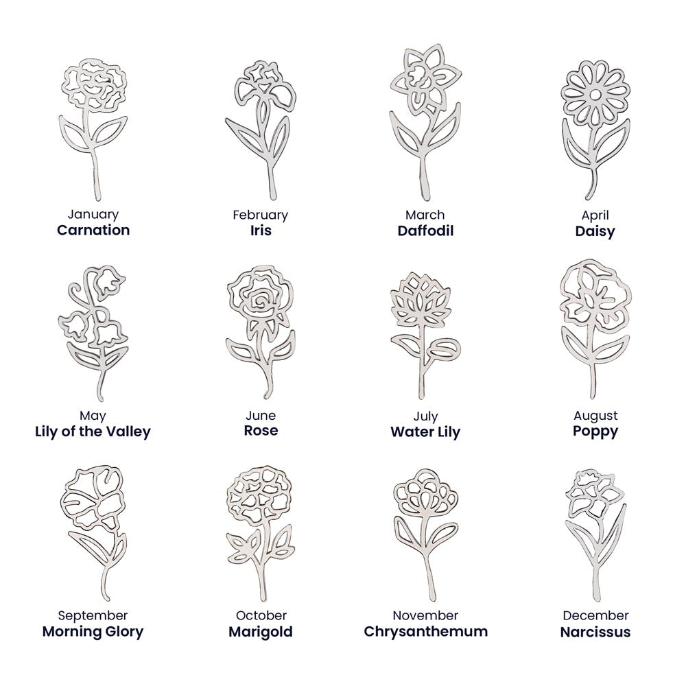 Personalized Flower Name Necklace – Custom Birth Flower Jewelry in Gold or Silver – Adjustable 18"-20" Chain – Thoughtful Gift for Her
