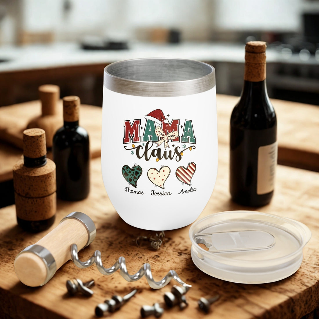 Personalized Mama Claus Wine Tumbler – Fun Holiday Gift for Moms ❤️
